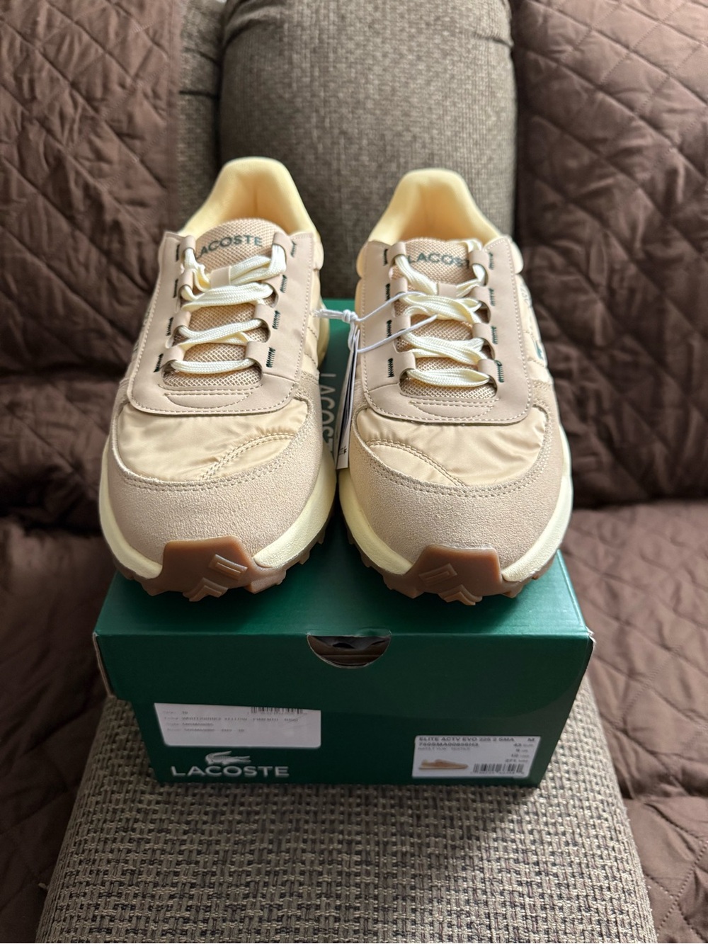Lacoste Men's Tan and Cream Retro Runner Sneakers